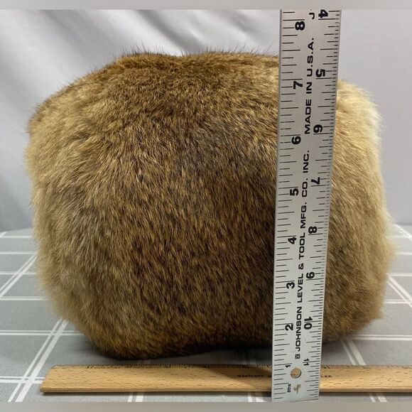 Real Fur Muff Hand Warmer Rare Vtg Hand Stitched Lining & Pocket Winter Wedding - Picture 7 of 9